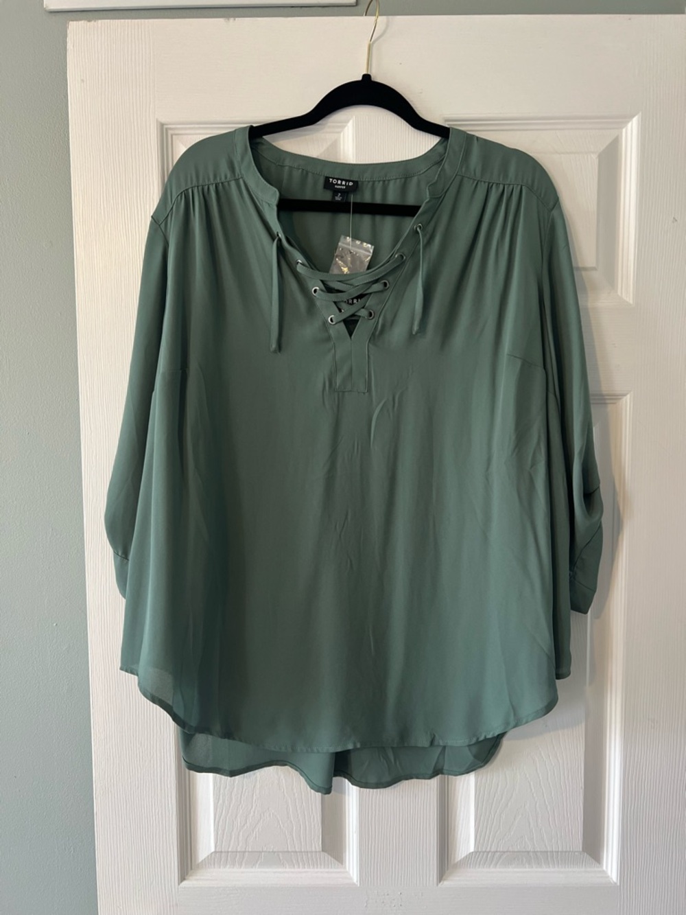 torrid Sage Lace-Up Peasant Tunic